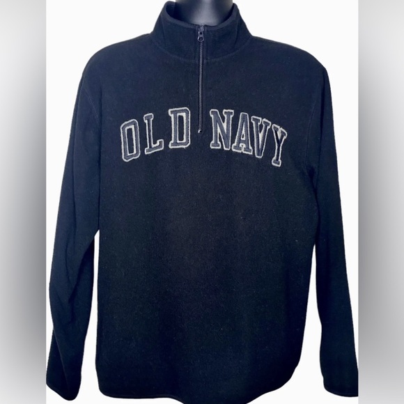 Old Navy Women’s Fleece Pullover Jacket L Black Gray 1/4 Zip Collar Long Sleeves - Picture 1 of 12